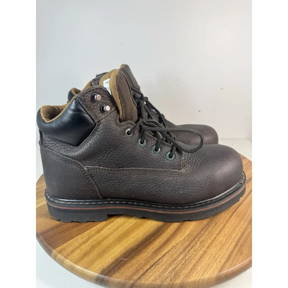 Schmidt Waterproof Brown Leather Safety Toe Work Boots Mens 10.5 W